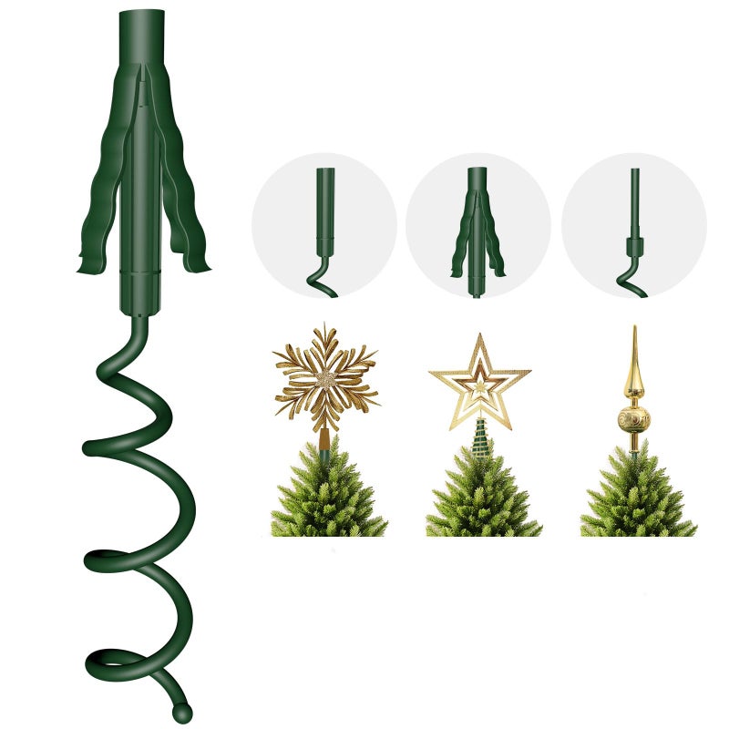 PASARA Christmas Tree Topper Holder â€“ Universal Twist-On Stabilizer with Adjustable Attachment for Tree Top Decorations, Fits Most Tree Bases (Green) - Image 1