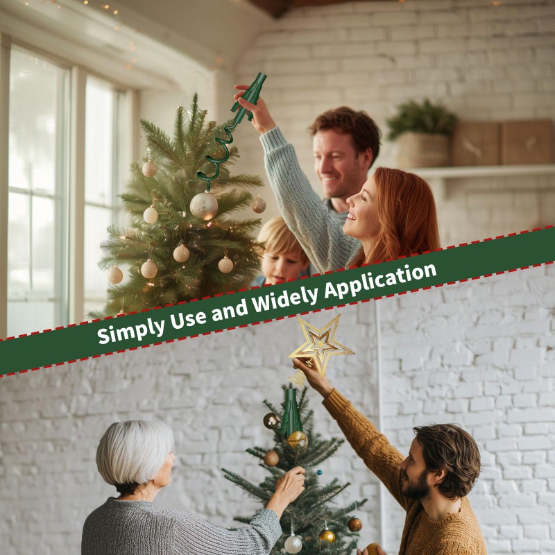 PASARA Christmas Tree Topper Holder â€“ Universal Twist-On Stabilizer with Adjustable Attachment for Tree Top Decorations, Fits Most Tree Bases (Green) - Image 4