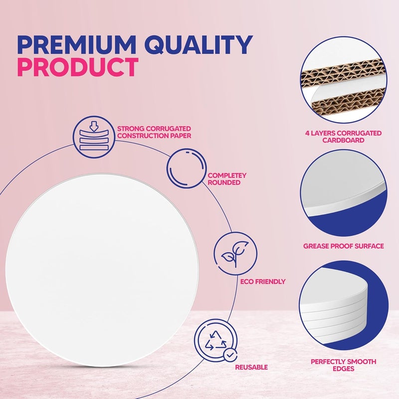 RICCLE Cake Boards - 12 Inch Cake Drum - Smooth-Edged Pack Of 6 Cake Drums - Sturdy Cake Boards Round - Bend Resistant Multi-Layered Cake Base for Minimalist Displays - Image 4