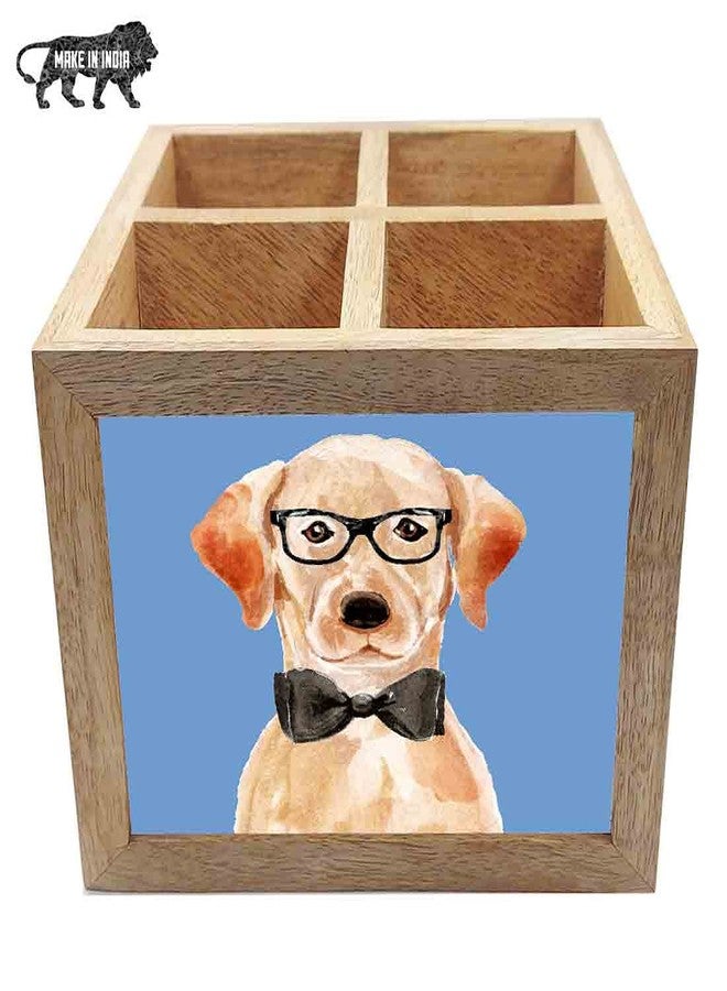 Nutcase Wooden Cutlery Stand Holder Silverware Caddy Spoons Forks Knives Organizer for Dining Table & Kitchen -Made in India-Spoons NOT Included - Hipster Pitbull - Image 5