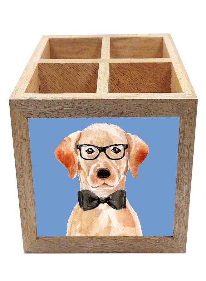 Nutcase Wooden Cutlery Stand Holder Silverware Caddy Spoons Forks Knives Organizer for Dining Table & Kitchen -Made in India-Spoons NOT Included - Hipster Pitbull - Image 3