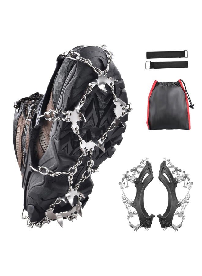 TRIWONDER Traction Cleats Ice Snow Grips 18 Spikes Anti-Slip Stainless Steel Crampons for Walking Jogging Climbing Hiking Mountaineering (Black, L (W 8.5-11.5 / M 7-10)) - Image 1