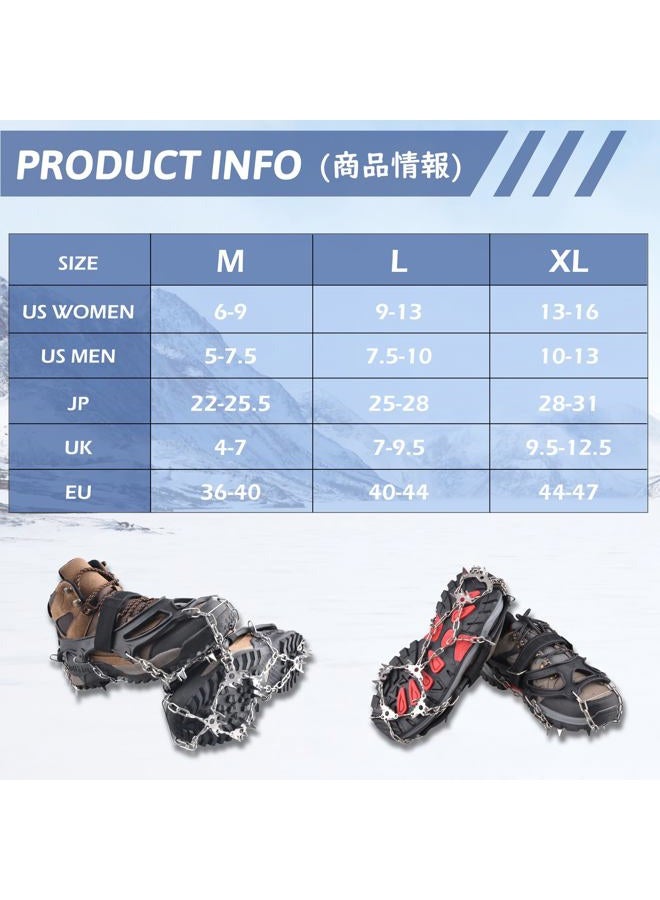 TRIWONDER Traction Cleats Ice Snow Grips 18 Spikes Anti-Slip Stainless Steel Crampons for Walking Jogging Climbing Hiking Mountaineering (Black, L (W 8.5-11.5 / M 7-10)) - Image 2