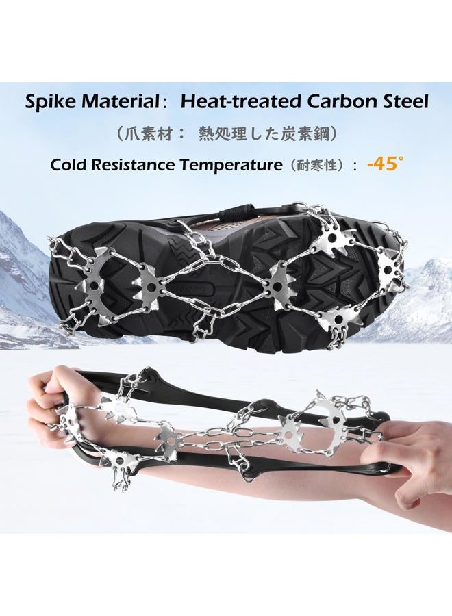 TRIWONDER Traction Cleats Ice Snow Grips 18 Spikes Anti-Slip Stainless Steel Crampons for Walking Jogging Climbing Hiking Mountaineering (Black, L (W 8.5-11.5 / M 7-10)) - Image 4