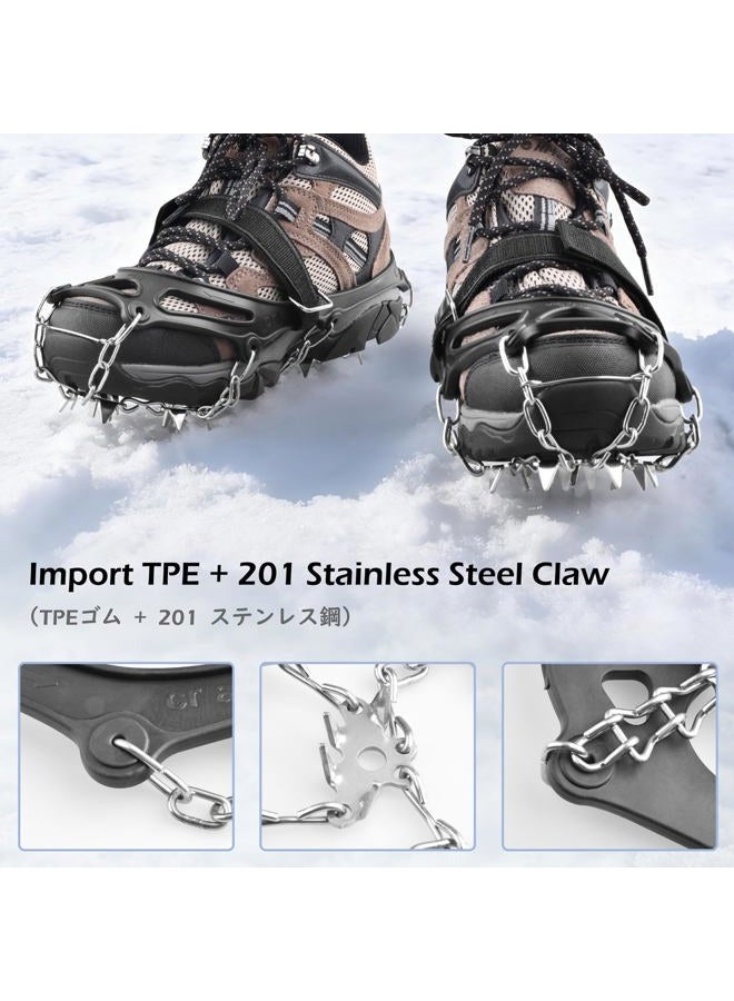 TRIWONDER Traction Cleats Ice Snow Grips 18 Spikes Anti-Slip Stainless Steel Crampons for Walking Jogging Climbing Hiking Mountaineering (Black, L (W 8.5-11.5 / M 7-10)) - Image 3