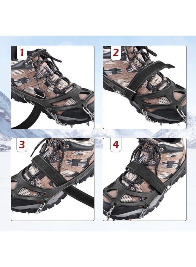 TRIWONDER Traction Cleats Ice Snow Grips 18 Spikes Anti-Slip Stainless Steel Crampons for Walking Jogging Climbing Hiking Mountaineering (Black, L (W 8.5-11.5 / M 7-10)) - Image 5