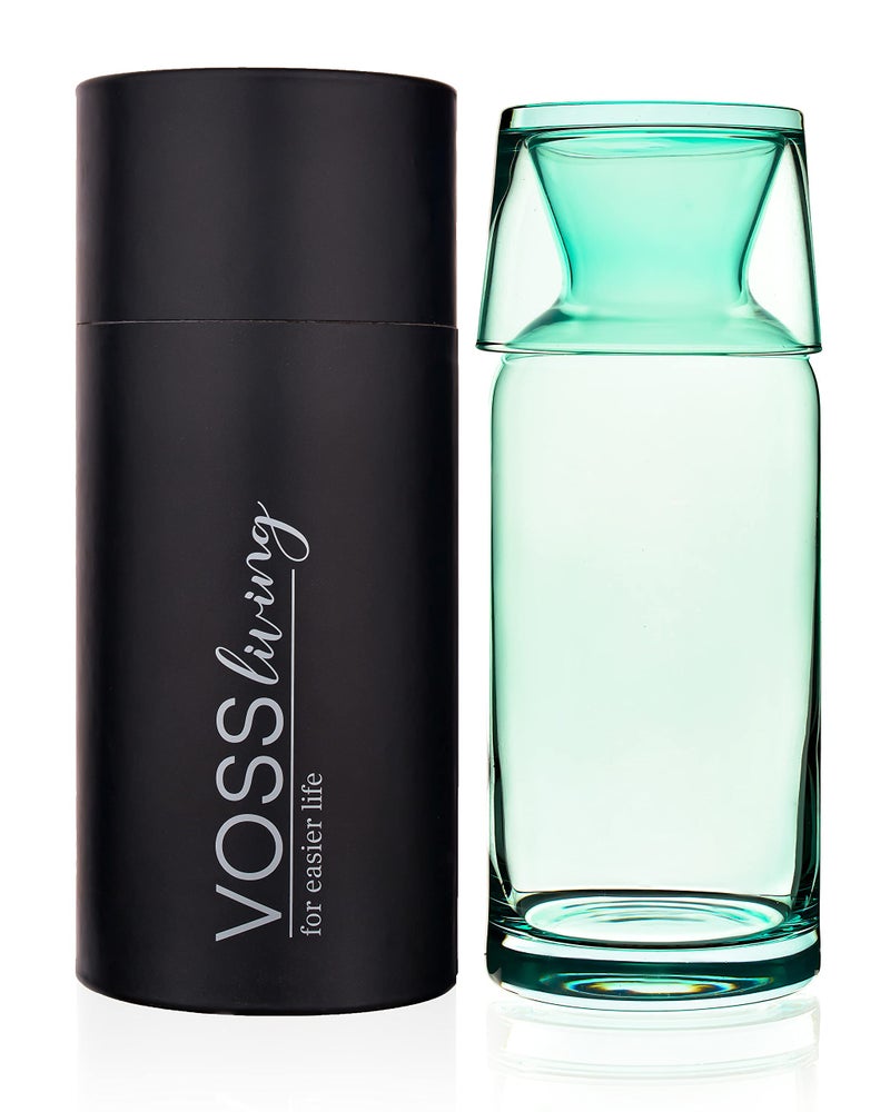 VOSS Living VOSS Living  Bedside Water Carafe and Glass Set 236 Oz  Water Decanter Bedside with Glass  Nightstand Water Carafe and Glass  Mouthwash Carafe Sea Green 