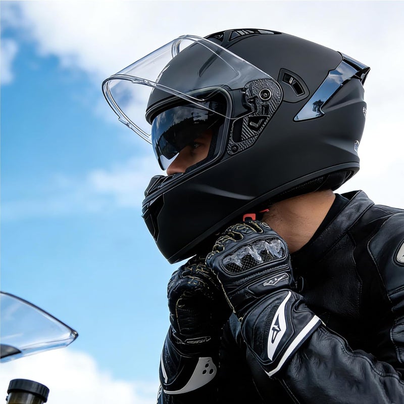VCOROS X9 Full Face Motorcycle Helmet with Inner Sun Visor and Bluetooth Ready Speaker Pockets - Image 5
