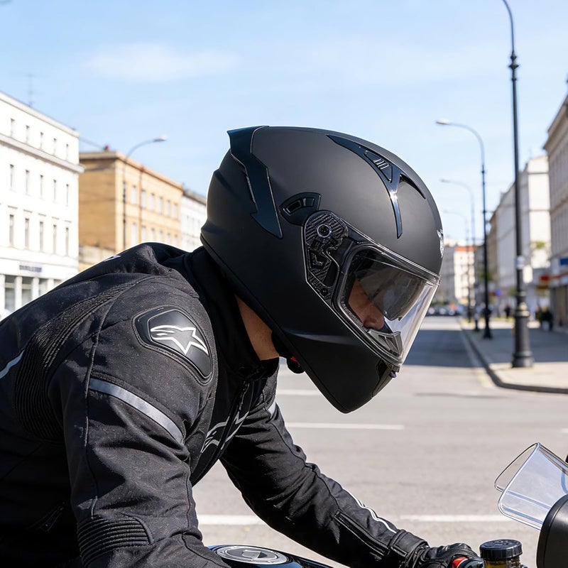 VCOROS X9 Full Face Motorcycle Helmet with Inner Sun Visor and Bluetooth Ready Speaker Pockets - Image 2