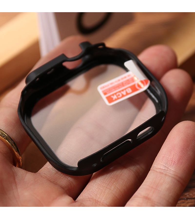 1pc Hard Shell Shockproof Protective Case For Apple Watch Ultra Ultra 2 3 49mm With 9H Tempered Glass Screen Protector Black Thin Frame Bumper - Image 2