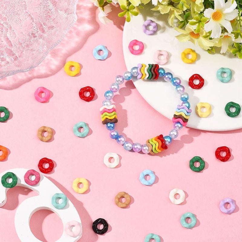SUNNYCLUE 1 Box 100Pcs Wave Beads Wavy Beads Bulk Mini Plastic Acrylic Colorful Opaque Flower Spacers for Jewelry Making DIY Bracelets Necklace Earrings Keychains Crafts Supplies Women Adults - Image 5