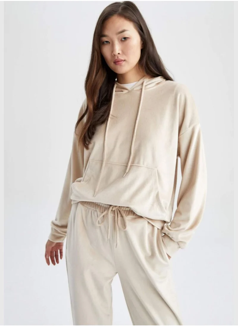 DeFacto Regular Fit Long Sleeve Hoodie with Kangaroo Pockets