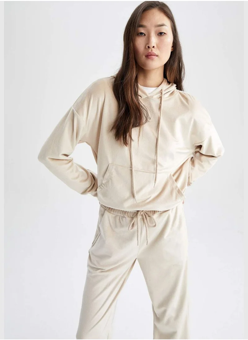 DeFacto Regular Fit Long Sleeve Hoodie with Kangaroo Pockets