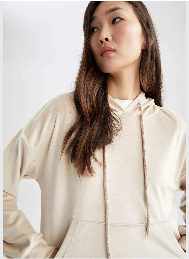 DeFacto Regular Fit Long Sleeve Hoodie with Kangaroo Pockets