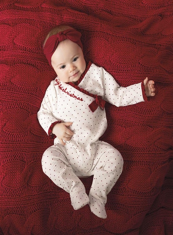 Mud Pie Baby Girl's Kids Dot My 1st Christmas Sleeper White - Image 2