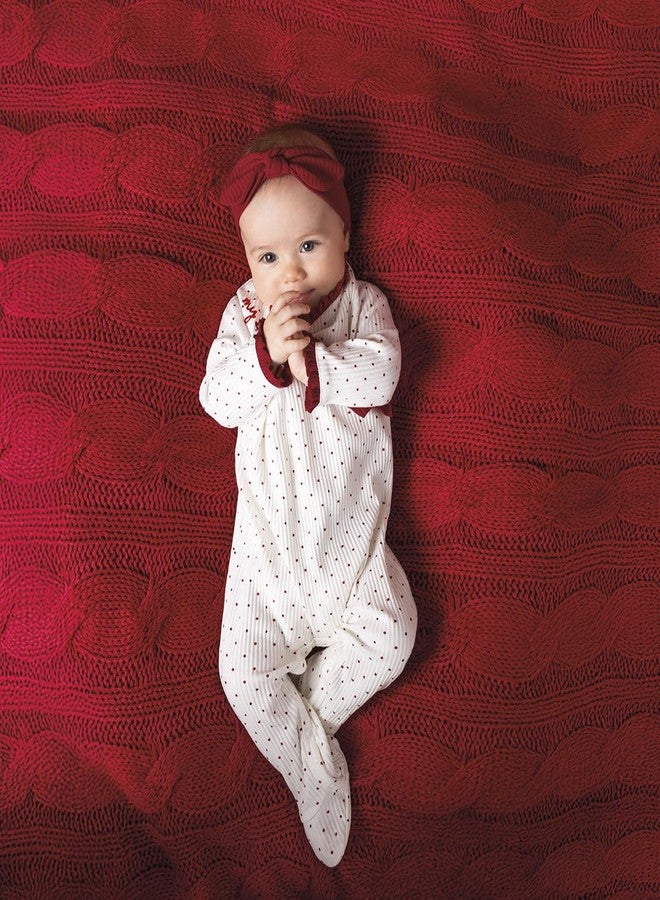 Mud Pie Baby Girl's Kids Dot My 1st Christmas Sleeper White - Image 3