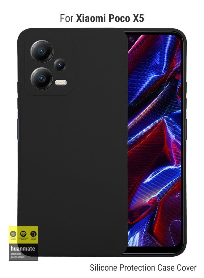 huanmate غطاء سيليكون أنيق لهاتف Xiaomi Poco X5 باللون الأسود - Image 1