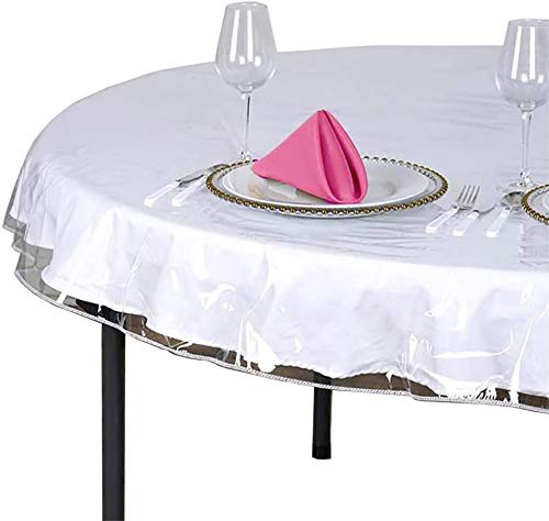 SOFINNI Clear Plastic Tablecloth Protector Round Table Cloth Vinyl 60 Round