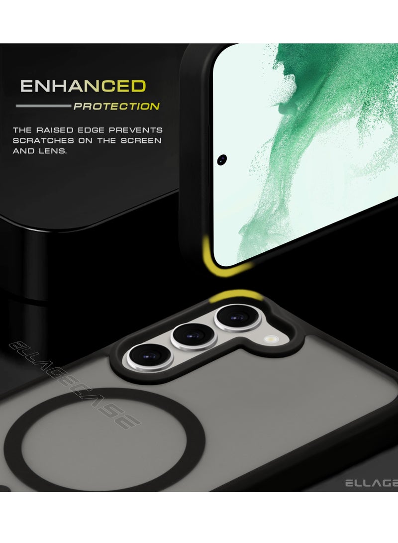 ELLAGECASE حافظة أنيقة سوداء لهاتف سامسونج جالكسي S23 بلس، حماية كاميرا قوية، مضادة للصدمات، حماية معززة، متوافقة مع شحن MagSafe والشحن اللاسلكي - Image 3