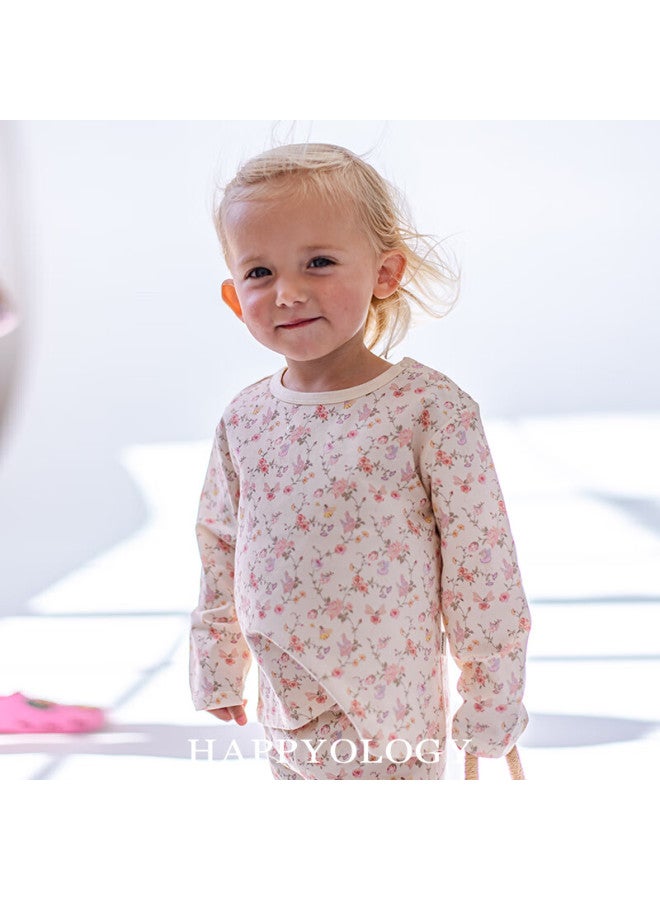 Happyology Uk Kids Long Sleeve Organic Cotton Spring Homewear Cute British Floral T-shirt For Boys And Girls - Image 4