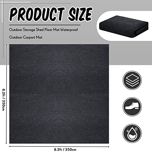 Haull Outdoor Storage Shed Floor Moat Waterproof Outdoor Carport Mat Thickened Soft Patio Furniture Pad Washable with Non Slip Backing, Storage Shed Not Included(8.2 x 8.2 ft) - Image 2