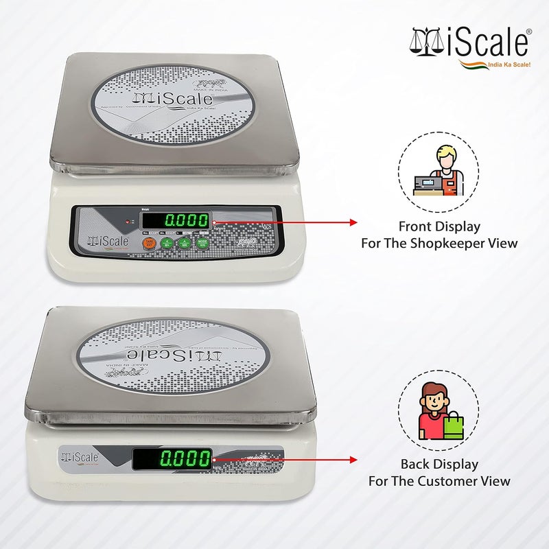 Iscale iScale i06 30kg Digital Chargeable Weighing Machine Front Back Display Stainless Steel Pan Ideal for Shop with Certificate  - Image 3