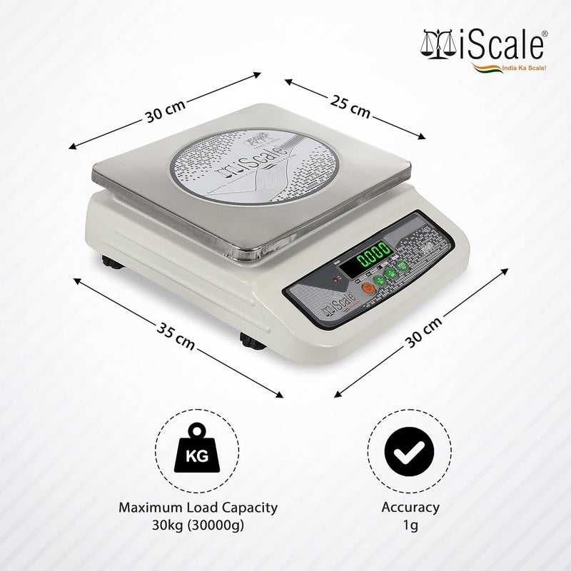 Iscale iScale i06 30kg Digital Chargeable Weighing Machine Front Back Display Stainless Steel Pan Ideal for Shop with Certificate  - Image 2