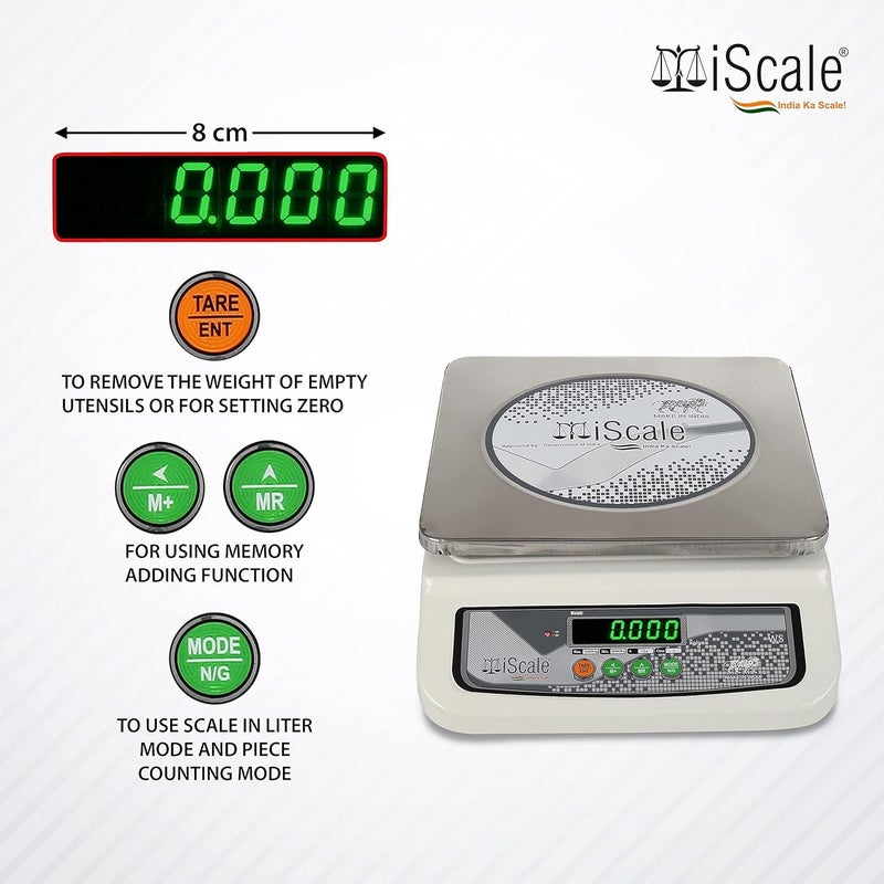 Iscale iScale i06 30kg Digital Chargeable Weighing Machine Front Back Display Stainless Steel Pan Ideal for Shop with Certificate  - Image 5