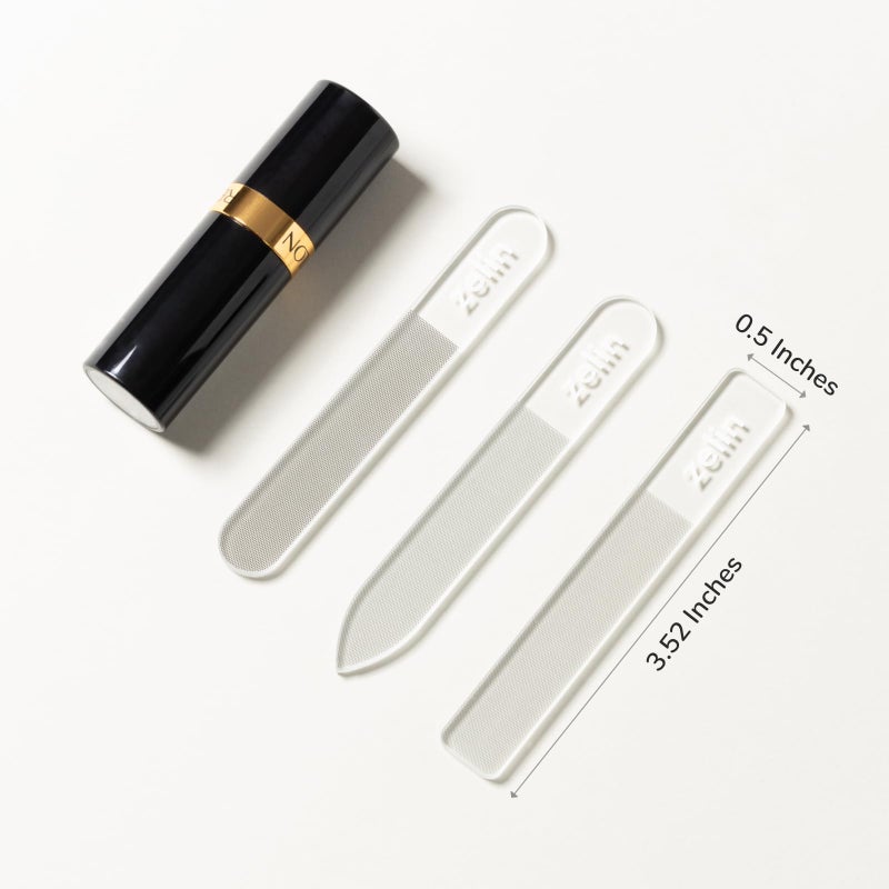 zelin Premium Glass Nail File for Natural Nails with Leather Case, 3 Pcs Single-Sided Crystal Nail Files for Stronger, Smoother Nails, Reusable Manicure Tool, Ideal Valentines Day Gifts for Her - Image 3