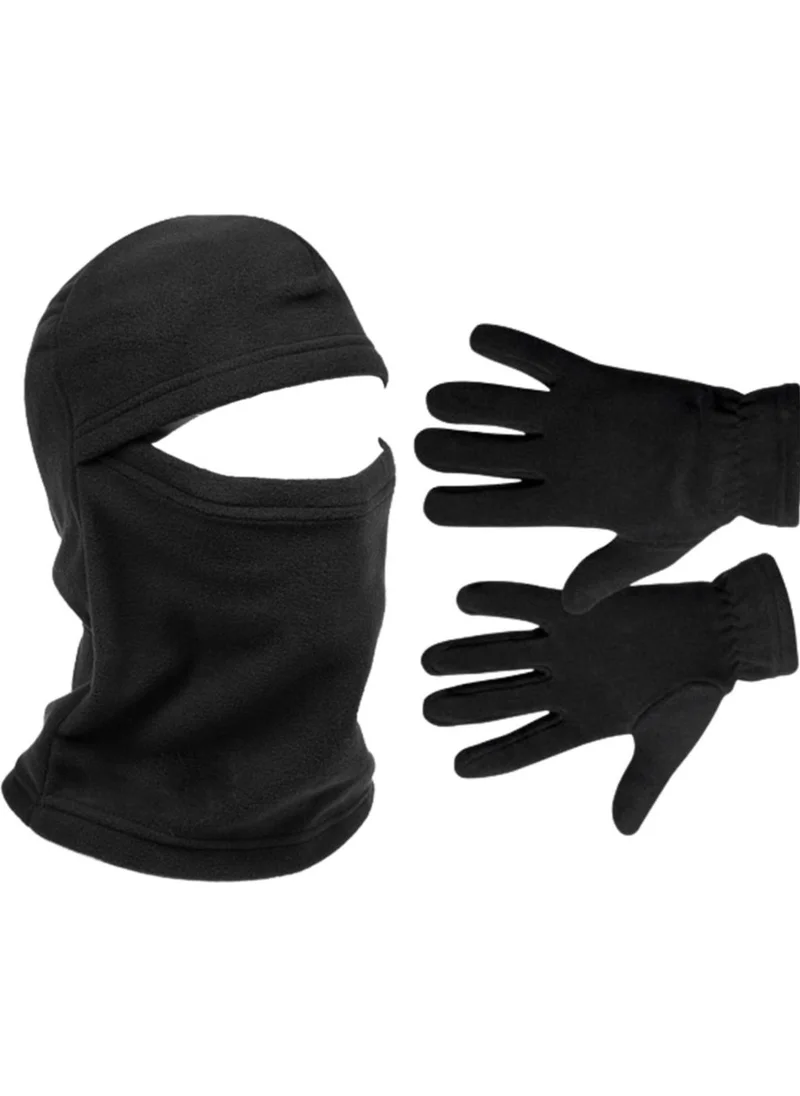 بيليفانتي كولكشن Thermal Black Unisex Snow Mask Fleece Gloves Set Color Black