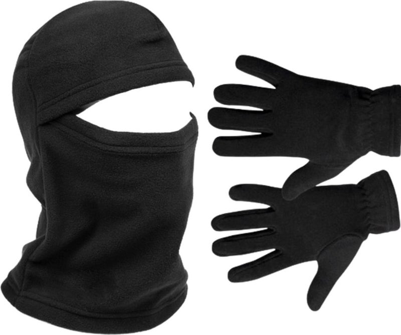 Belifanti Collection Thermal Black Unisex Snow Mask Fleece Gloves Set Color Black  - Image 2
