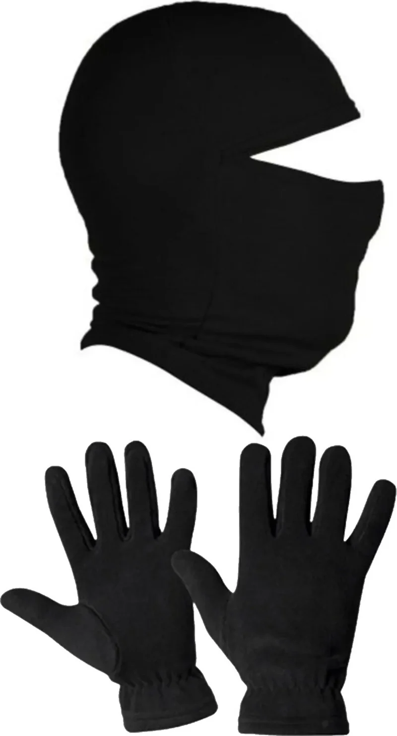 Belifanti Collection Thermal Black Unisex Snow Mask Fleece Gloves Set Color Black