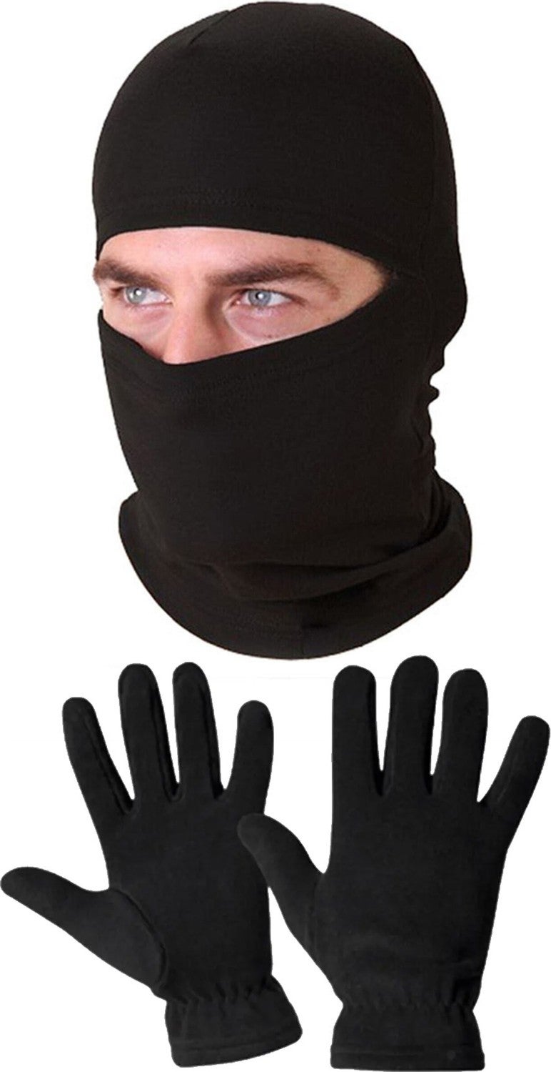 Belifanti Collection Thermal Black Unisex Snow Mask Fleece Gloves Set Color Black  - Image 1