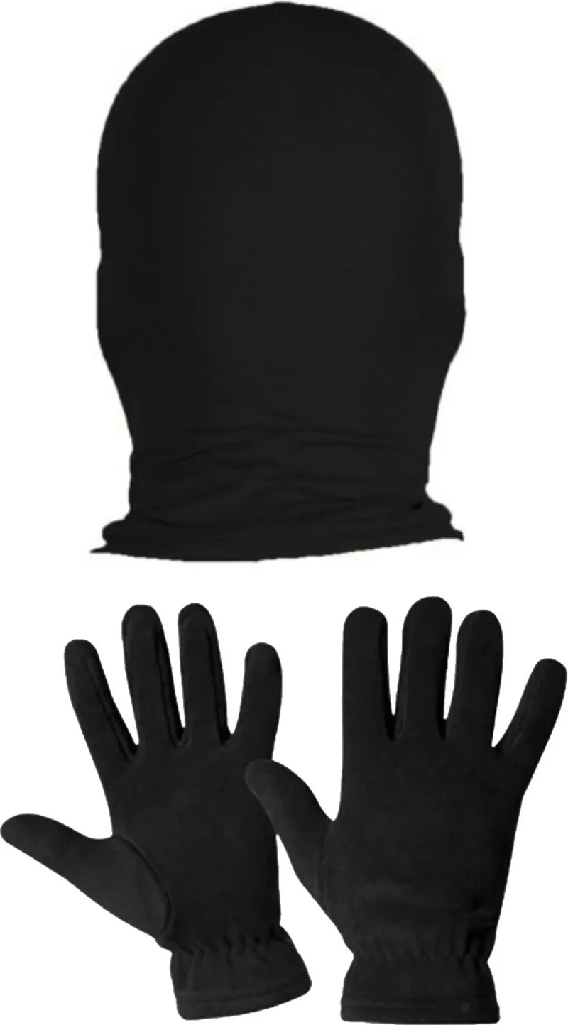 Belifanti Collection Thermal Black Unisex Snow Mask Fleece Gloves Set Color Black
