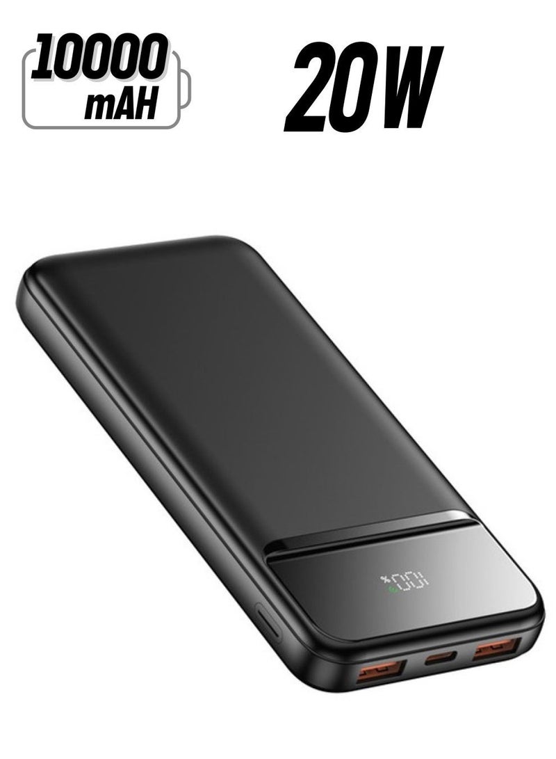 iOsuite Power Bank 10000mAh PD 20W Fast Charging, Charge 3 Devices Simultaneously, Air Travel Approved Portable Charger with LED Digital Display, USB-C & Dual USB-A Compatible with iPhone, Samsung, iPad & More – Black - Image 1