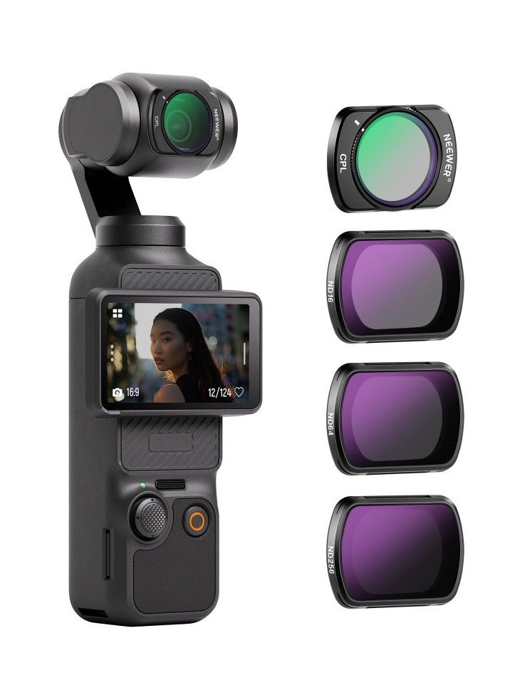 Magnetic NDBlack Diffusion 1/4 Effect Filter Kit Compatible with DJI OSMO Pocket 3 Creator Combo Accessories, Action Camera 4 Pack Neutral Density (ND16 ND64 ND256)  Cinematic Mist Filters - Image 1
