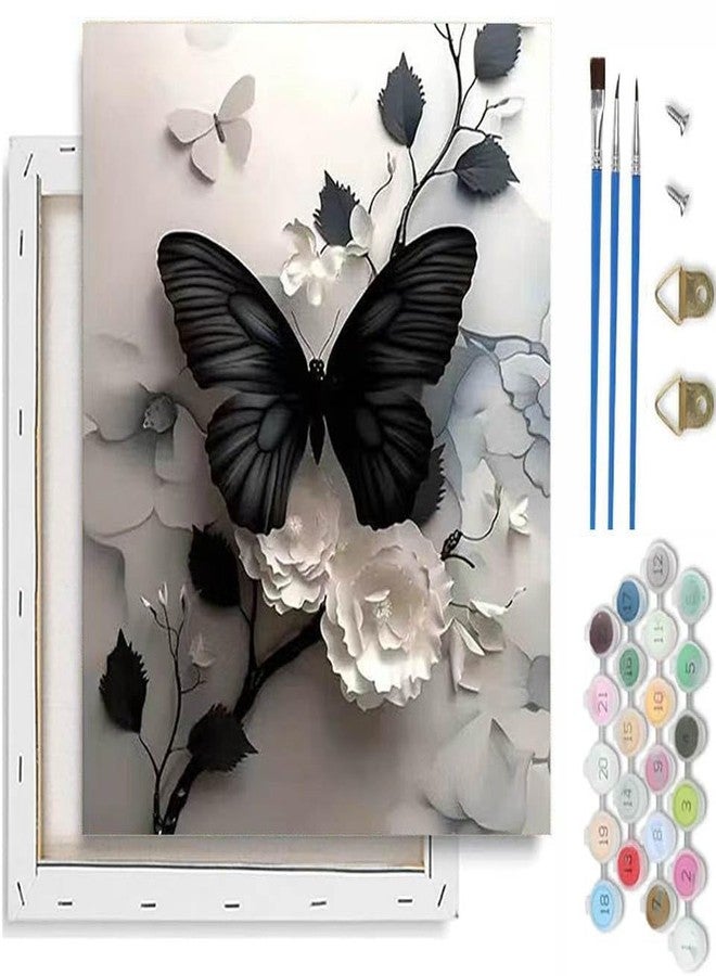 VIGEGU Butterfly Paint by Numbers Kit for Adults Beginner with Framed,Easy Adult Paint by Number Kits on Canvas DIY Painting for Beginners Art by Numbers for Home Wall Decor 10x12 Inch - Image 1