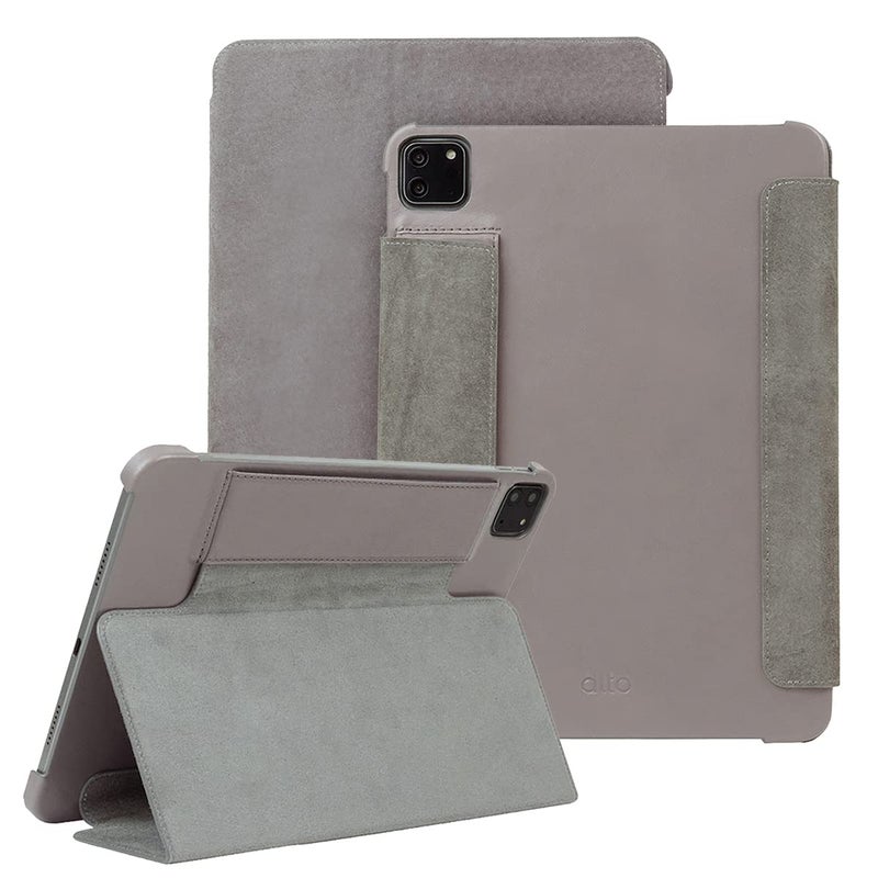 Alto Leather Folio Case Compatible with Apple iPad Air 11 Inch M2 2024 iPad Air and iPad Pro 109 inch and 11 inch Premium Italian Leather Sleeve Case Cement Gray