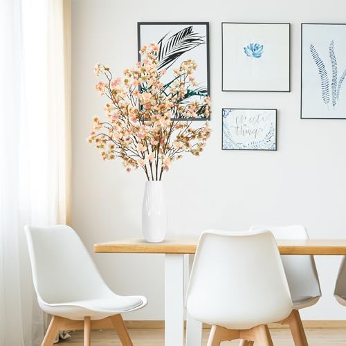 Sggvecsy Artificial Cherry Blossom Flowers 4 Pcs Faux Cherry Blossom Stems Faux Silk Cherry Blossom Branches 41 Fake Flowers Long Stems for Vase Arrangements Home Wedding Table Decor Champagne - Image 3