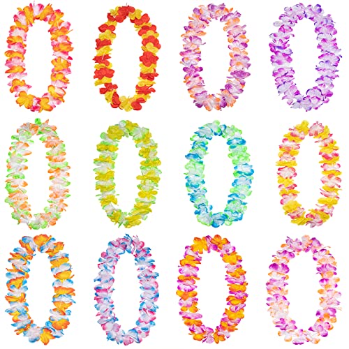 FreshDear 12 Counts Hawaiian Leis Bulk,leis for luau party,hawaiian leis for adults,beach party favors for adults,Summer Beach Vacation,Theme Party Decorations - Image 4