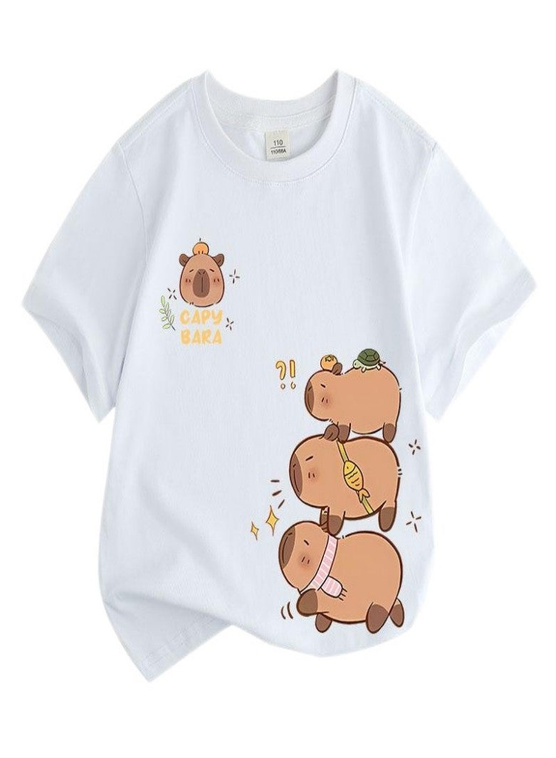 Capybara Unisex Short Sleeve Stylish Top TShirt cotton Tee for Boys Girls Kid Children - Image 1