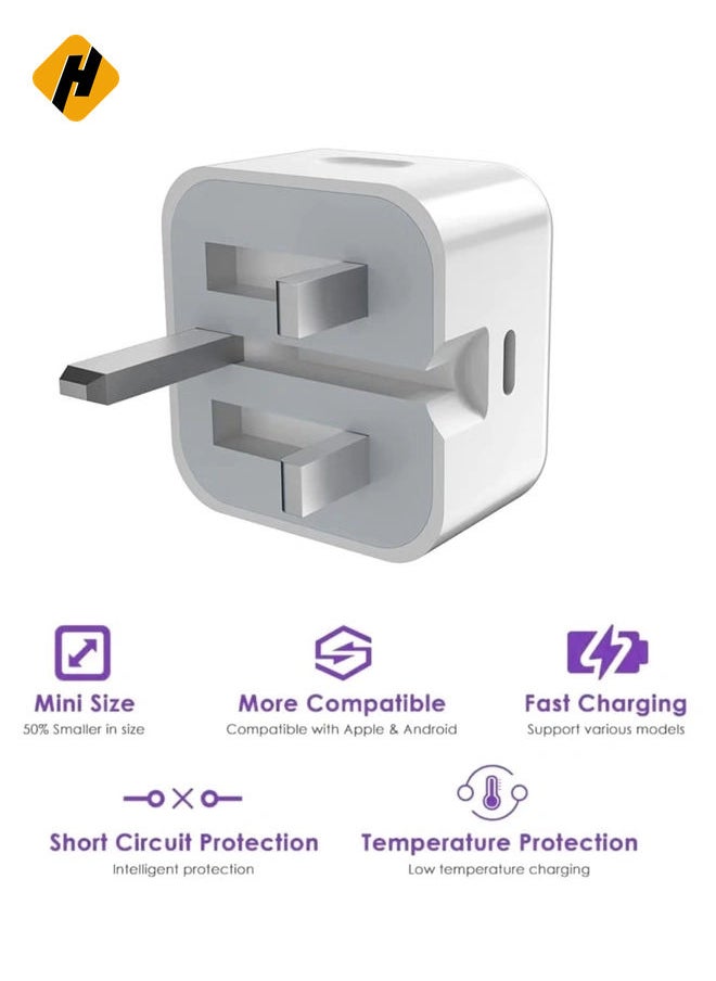 HuHa - iPhone 20W USB C Fast Charger, iPhone Fast Charger Plug fast Charger Power and 1M iPhone USB C Charger Cable Compatible with i-Phone 13 12 11 Pro Max Mini X XR Xs/i-Pad, iPhone USB C Fast Charger - Image 1
