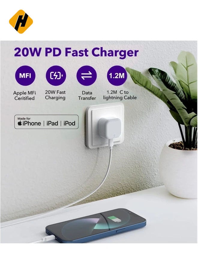 HuHa - iPhone 20W USB C Fast Charger, iPhone Fast Charger Plug fast Charger Power and 1M iPhone USB C Charger Cable Compatible with i-Phone 13 12 11 Pro Max Mini X XR Xs/i-Pad, iPhone USB C Fast Charger - Image 1