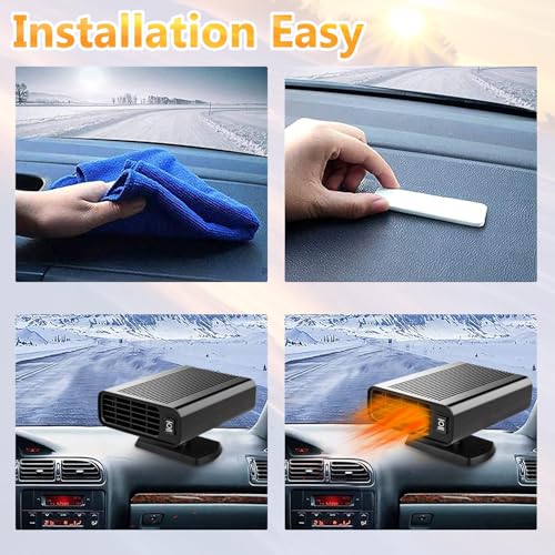 Showvigor 12V 150W Car Heater, Portable Car Heater Plug into Cigarette Lighter, 2 in 1 Fast Heating Defrost Defogger, Windscreen Defogger Window Defroster for Car - Image 4