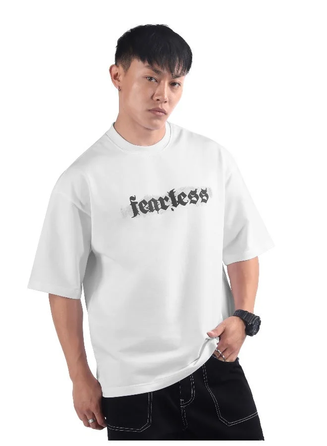 بيونغ تيشيرت أبيض بطبعة قوطية واسع