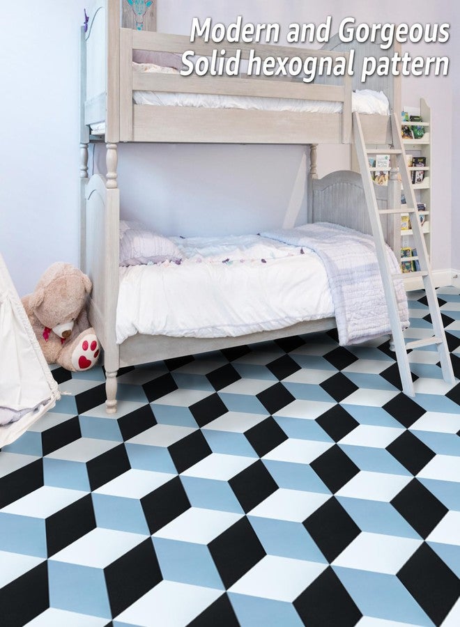 Art3d 30-Pack Hexagon Peel and Stick Flooring Tile, Self Adhesive Waterproof Vinyl Floor Tile for Kitchen Bathroom Living Room Bedroom, 11.8" x 10.2" Blue/Black/White - Image 3