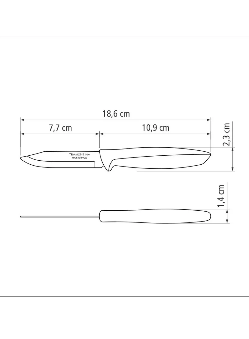 TRAMONTINA Tramontina Plenus 3 Inches Vegetable and Fruit Knife with Stainless Steel Blade and White Polypropylene Handle