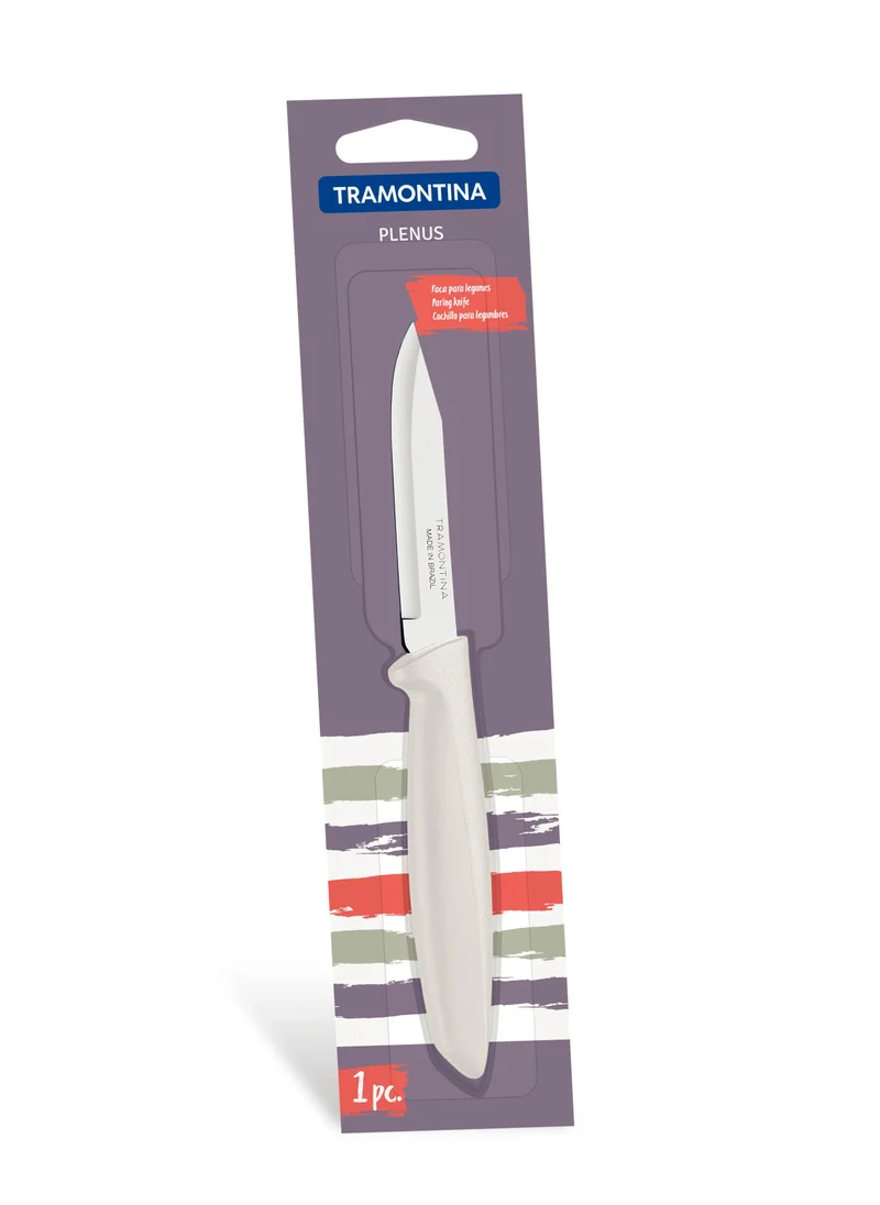 TRAMONTINA Plenus 3 Inches Vegetable and Fruit Knife with Stainless Steel Blade and White Polypropylene Handle