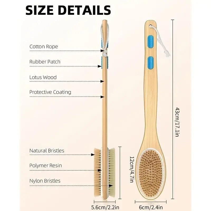 STORE77 Dry Brushing for Body Cellulite and Lymphatic Dry Skin Long Handle Body Brush Natural Bristle Exfoliator Scrubber for Bath Shower Wash Brushing Exfoliating Legs and Back - Image 3