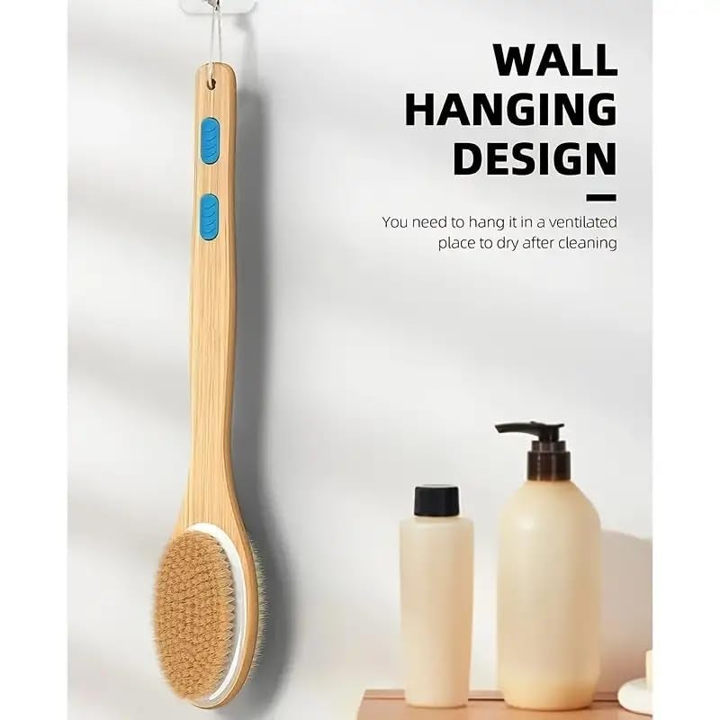 STORE77 Dry Brushing for Body Cellulite and Lymphatic Dry Skin Long Handle Body Brush Natural Bristle Exfoliator Scrubber for Bath Shower Wash Brushing Exfoliating Legs and Back - Image 2